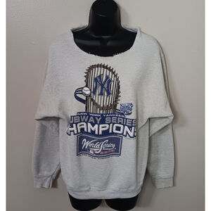 VTG 2000 NY Yankees Subway Series Women's Medium MLB Boyfriend Sweatshirt *READ*